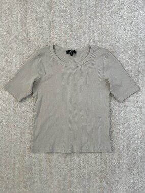 AYR The Exec Pima Cotton Ribbed Short Sleeve Tee Shirt Top M
